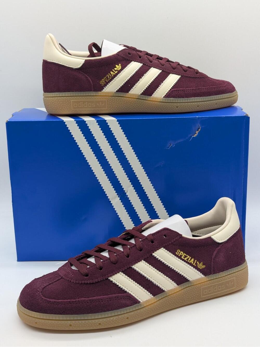 Women's Size 9 - Adidas Handball Spezial Maroon Burgundy White Shoes JP8726 New - Picture 2 of 10
